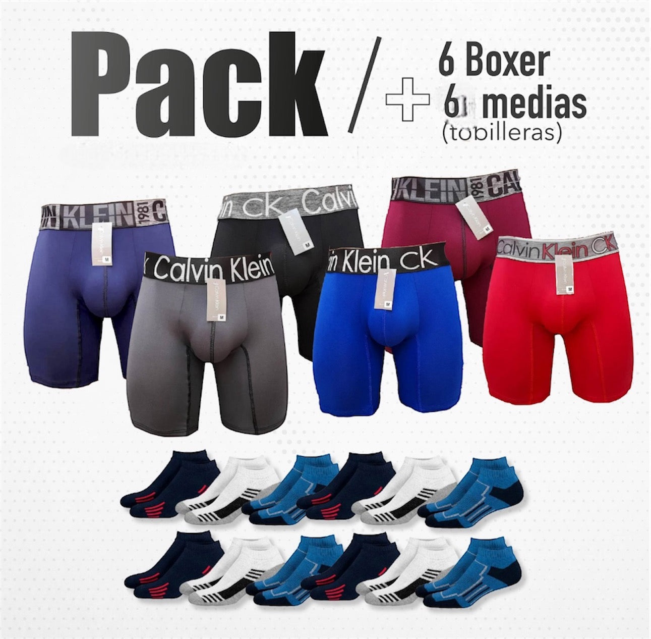 6 BOXER HOMBRE NR + 6 MEDIAS TOBILLERAS